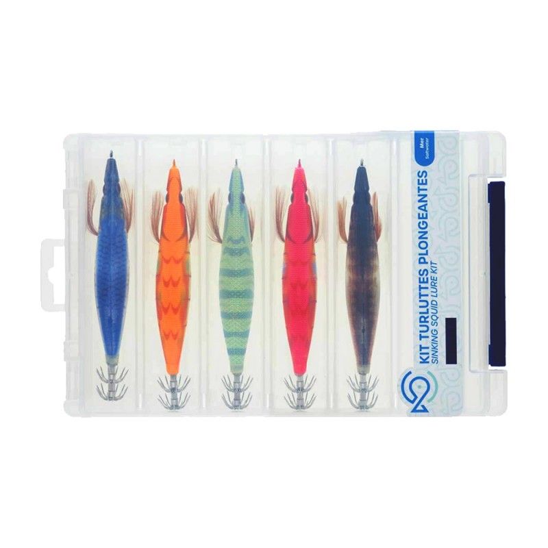 SRT Turluttes Kit 5 Totanare Eging con Snap e Cassetta