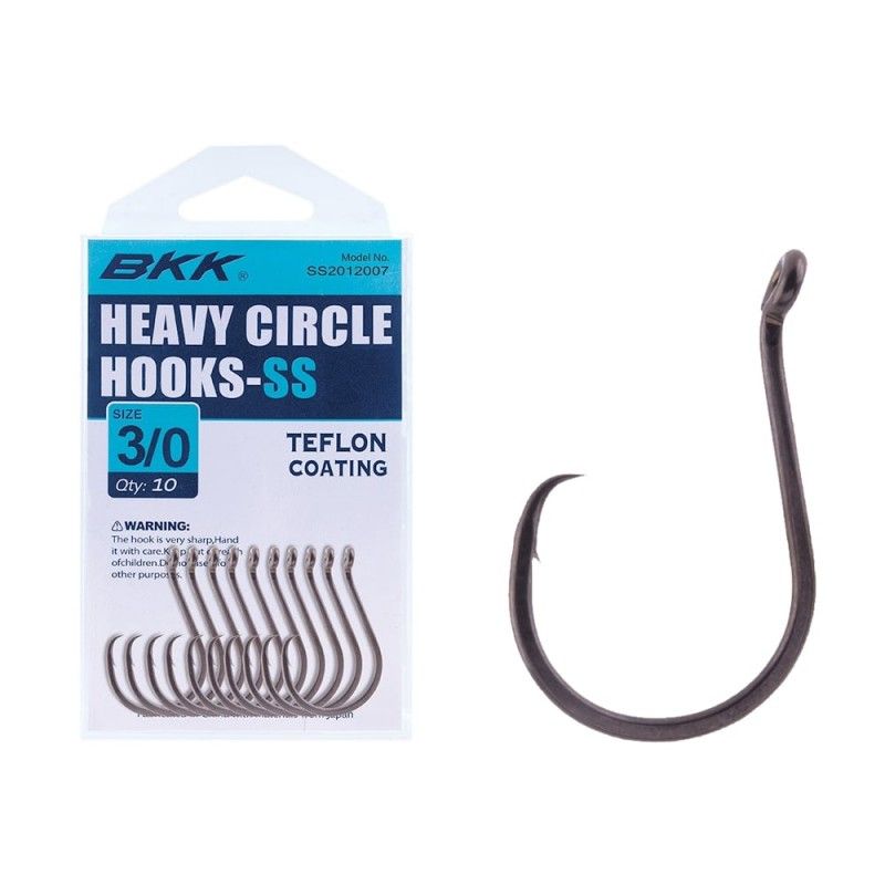 BKK हैवी सर्कल-SS फिशिंग हुक्स साइज 8/0 - 25 का पैक, ऑफसेट हुक पॉइंट, मीठे पानी और खारे पानी के लिए उपयुक्त
